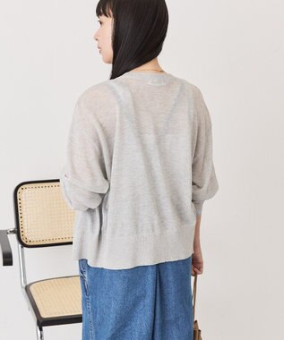 AMERICAN HOLIC シアー配色ニットカーディガン Light Gray