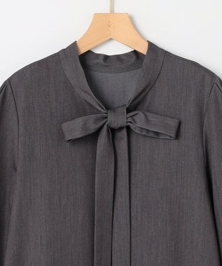 組曲 S 【前後着用可】ラメストライプボウタイ ワンピース グレー系1