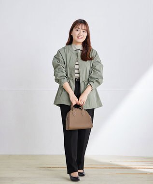 Tiaclasse 【ストレッチジョーゼット】スリットテーパードパンツ ブラック