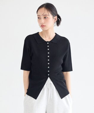 earth music&ecology 前後2WAYポロニット Black