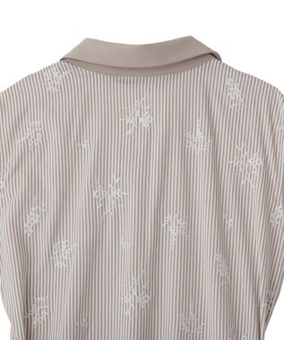 YECCA VECCA ストライプ柄フラワー刺繍ワンピース Beige