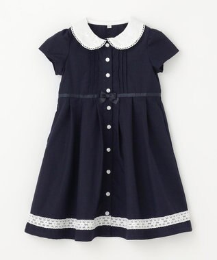 ANY KIDS 襟付き 半袖 ワンピース ネイビー