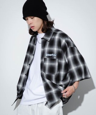 WEGO 【ユニセックス着用アイテム/綿100%/MLサイズ展開】別注NEW　JACKオンブレチェックシャツ（S） ブラックチェック1