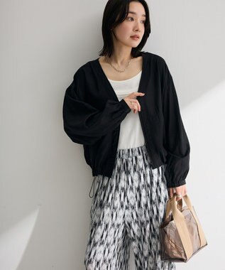 Green Parks シアーＺＩＰＶネックブルゾン Black