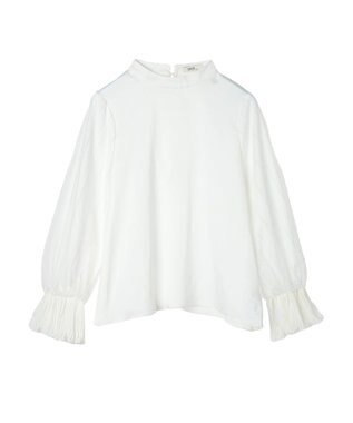 earth music&ecology チュール袖スタンドカラートップス Off White