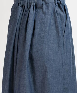 muuc 〈綿100%〉〈涼しいワッシャー生地〉〈裾タック入り〉ワイドパンツ ネイビー