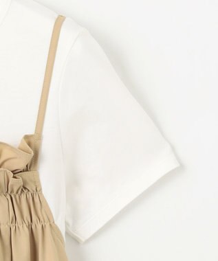 Feroux 【洗える】レイヤード風 ギャザーワンピース ベージュ系