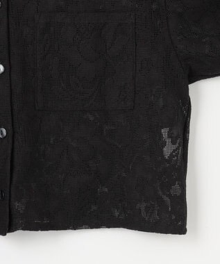 Feroux 【洗える】フラワーレース シャツ ブラック系