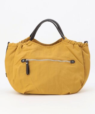 LA BAGAGERIE 【MONICA】サイドギャザー2WAYトートバッグ Mサイズ マスタード