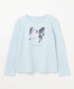 ANY KIDS ミラクルスパンコール長袖Tシャツ サックスブルー（リボン）