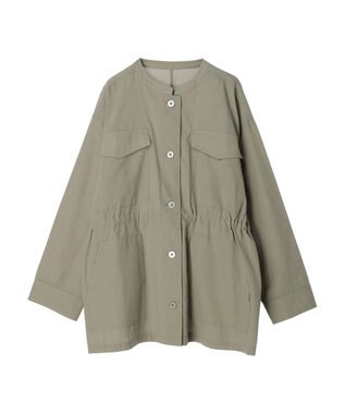 Green Parks 綿麻混ノーカラーブルゾン Light Khaki