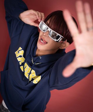 WEGO 【ユニセックス着用ITEM/MLサイズ展開】カレッジプルパーカー ネイビー