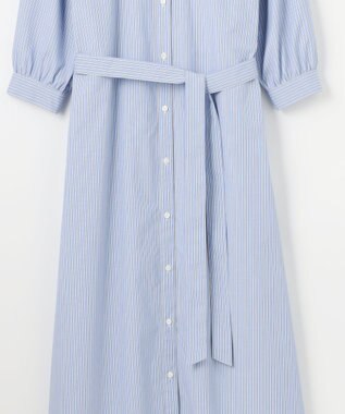 J.PRESS LADIES L 【洗える・接触冷感・UVケア】エステネージュ シャツ ワンピース ブルーストライプ系