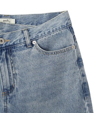 earth music&ecology ウエストアシメデニムパンツ Light Indigo