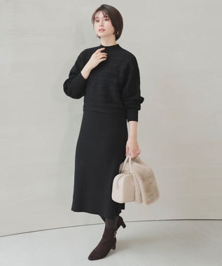 ANY SIS S 【2SET】ニット ボレロ × ワンピース セット ブラック×ライトベージュ