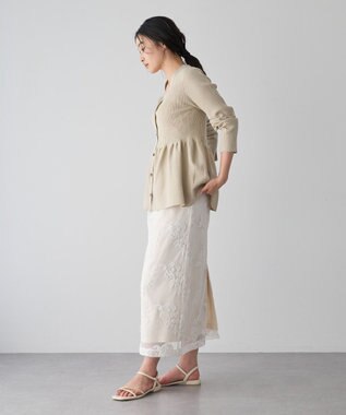 YECCA VECCA ペプラムカーディガン Beige