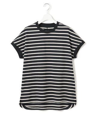 J.PRESS YORK STREET 【WOMEN】ボーダーキャップスリーブ Tシャツ ブラック系1