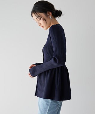 YECCA VECCA ペプラムカーディガン Navy