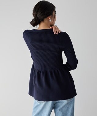 YECCA VECCA ペプラムカーディガン Navy