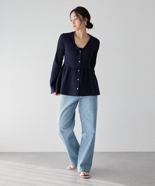 YECCA VECCA ペプラムカーディガン Navy
