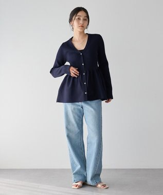 YECCA VECCA ペプラムカーディガン Navy
