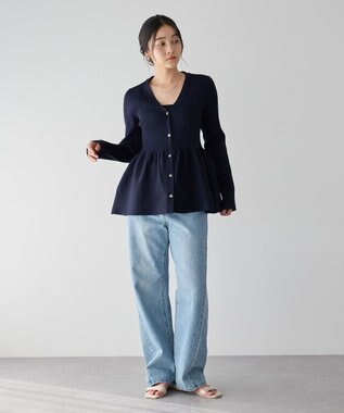 YECCA VECCA ペプラムカーディガン Navy