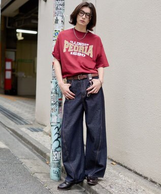 WEGO 【機能T】接触冷感アクセ付きグラフィックT ワイン