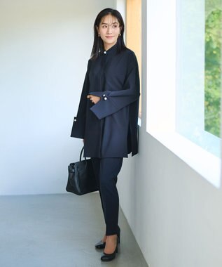 #Newans 【セレモニーにも】美シルエットセンタープレスパンツ ネイビー系