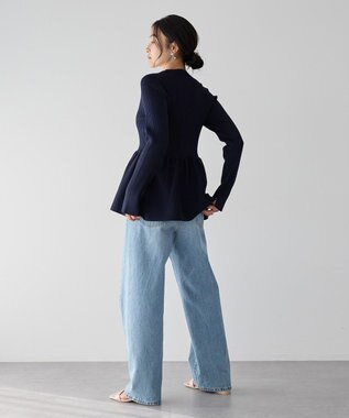 YECCA VECCA ペプラムカーディガン Navy