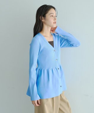 YECCA VECCA ペプラムカーディガン Blue
