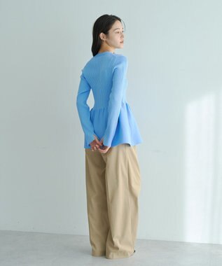 YECCA VECCA ペプラムカーディガン Blue