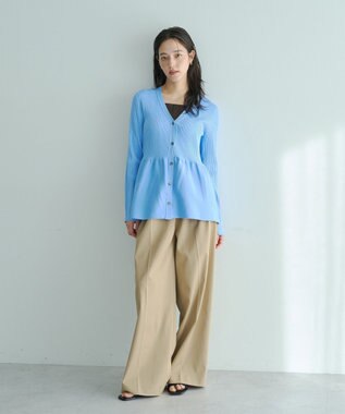 YECCA VECCA ペプラムカーディガン Blue