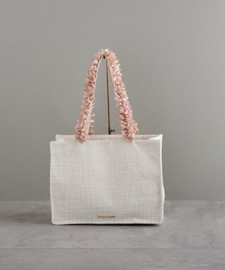 Maison de FLEUR ツイードフリルハンドルスクエアトートMバッグ Ivory