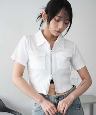 WEGO ポケットデザインWZIPトップス オフホワイト