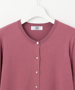 J.PRESS LADIES L 【洗える】レーヨンエリートストレッチ クルーネック カーディガン ローズピンク系