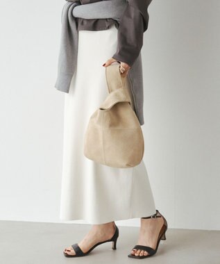 russet 【2025AW新作】本革スエード巾着ハンドバッグ(CE-1582) Beige