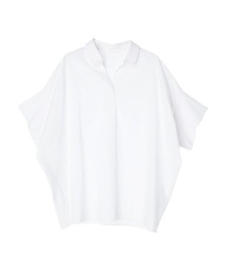 Green Parks 綿麻混スキッパーシャツ Off White