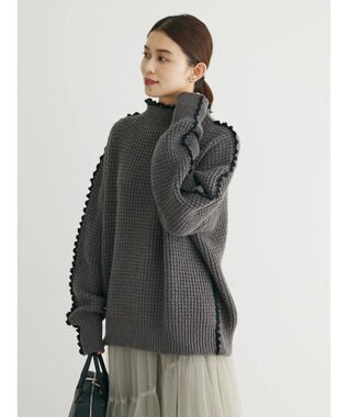 Green Parks ・Ｐｅｔｉｔ　Ｆｌｅｕｒ　ハイショクパイピングニット Charcoal Gray