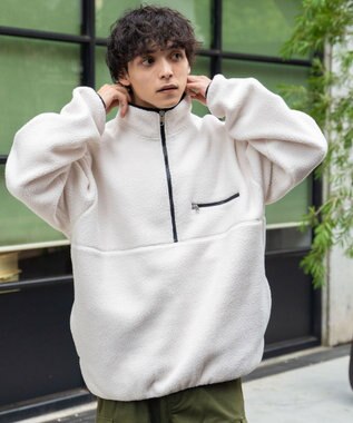 WEGO フリース ハーフZIPプルオーバー オフホワイト