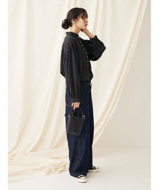 CRAFT STANDARD BOUTIQUE ピコフリルドットブラウス Black