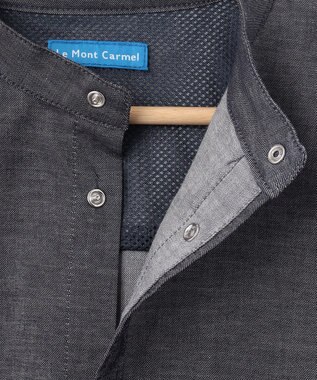 SHARE PARK LADIES 【UVカット・撥水・ストレッチ】イージーデニムノーカラーシャツ ネイビー系