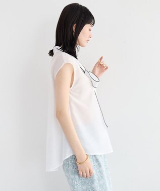 YECCA VECCA シアーボウタイブラウス Off White