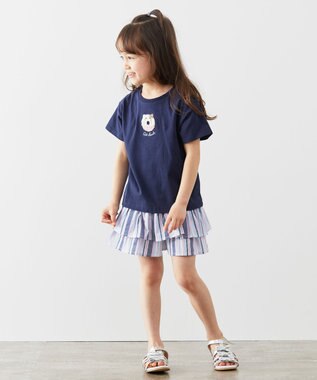 ANY KIDS 柄キュロット ネイビーストライプ