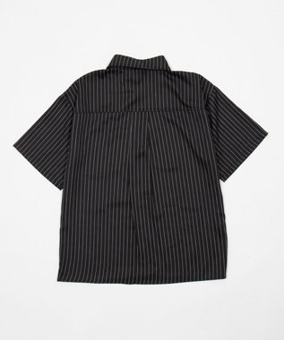 WEGO クロップドSSピンストライプシャツ ブラックストライプ