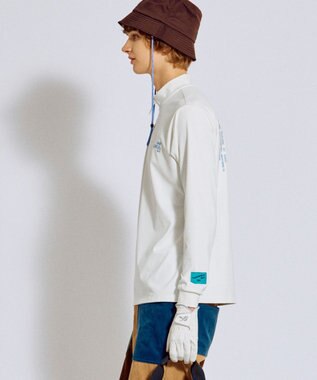 PW CIRCULUS 【吸水速乾 / UV遮蔽率99.5% UVカット / ストレッチ】【MEN】ハーフジップロングスリーブモックT ゴルフ ホワイト系