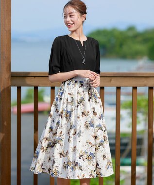 Tiaclasse 【洗える】フラワープリントドッキングワンピース