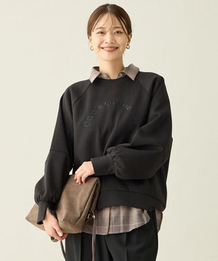 ANY L ロゴ刺繍ダンボールトレーナー ブラック