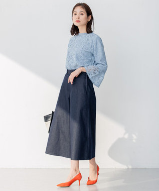 組曲 L 【23SS】ラッセルフラワーレースブラウス サックスブルー系