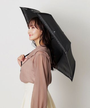 MOONBAT 【一級遮光/晴雨兼用】LANVIN en Bleu (ランバン オン ブルー)  折りたたみ日傘 ラメ刺繍 ピコレース ブラック