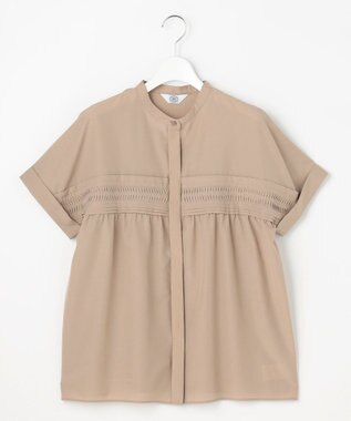 J.PRESS LADIES S ソフトシアークロス フレンチスリーブ ブラウス キャメルベージュ系